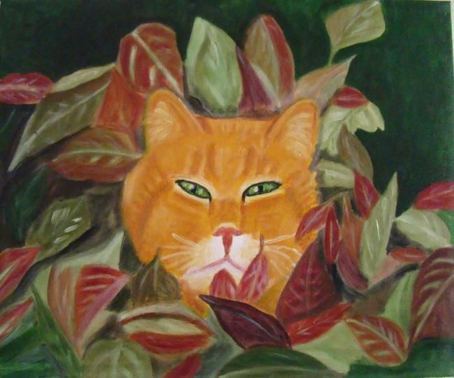 Painting titled "camouflage" by Marie Therese Bas, Original Artwork, Oil
