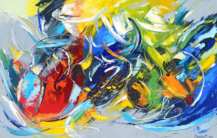 Pittura intitolato "Rhythmic Color Symp…" da Marietta Martirosyan, Opera d'arte originale, Olio Montato su Telaio per barell…