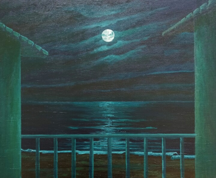 Pintura titulada "Nocturno III" por Marietta Negueruela, Obra de arte original, Oleo Montado en Otro panel rígido