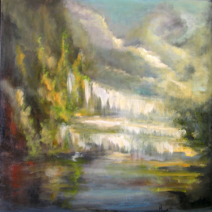 Painting titled "Cascades" by Mariette Lener, Original Artwork, Acrylic
