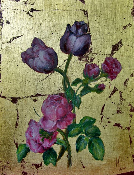 Painting titled "Roses tulipes" by Mariette Lener, Original Artwork, Acrylic