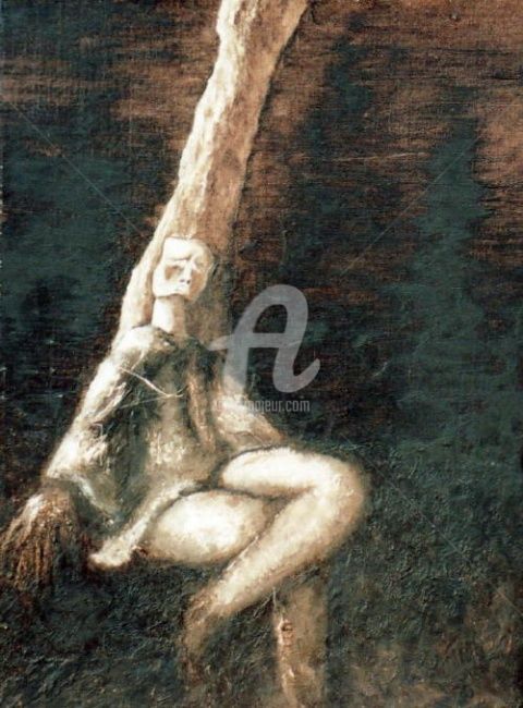 Painting titled "Tristesse" by Eva Delvaux, Original Artwork
