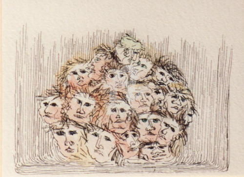 Dibujo titulada "Les Masques." por Eva Delvaux, Obra de arte original