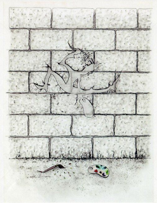 Dessin intitulée "Troll." par Eva Delvaux, Œuvre d'art originale