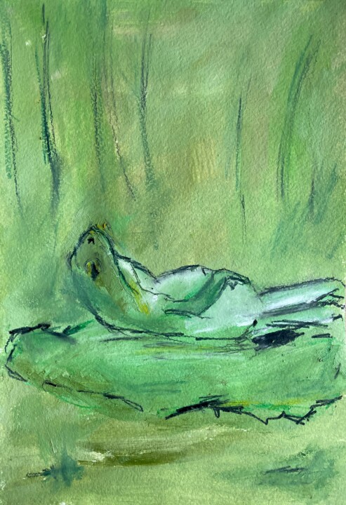 Картина под названием "Frog" - Mariia Fedorova, Подлинное произведение искусства, Масло