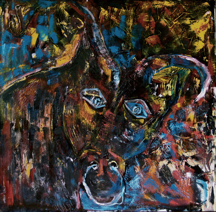 Schilderij getiteld "Minotaur" door Mariia Gorbunova, Origineel Kunstwerk, Olie