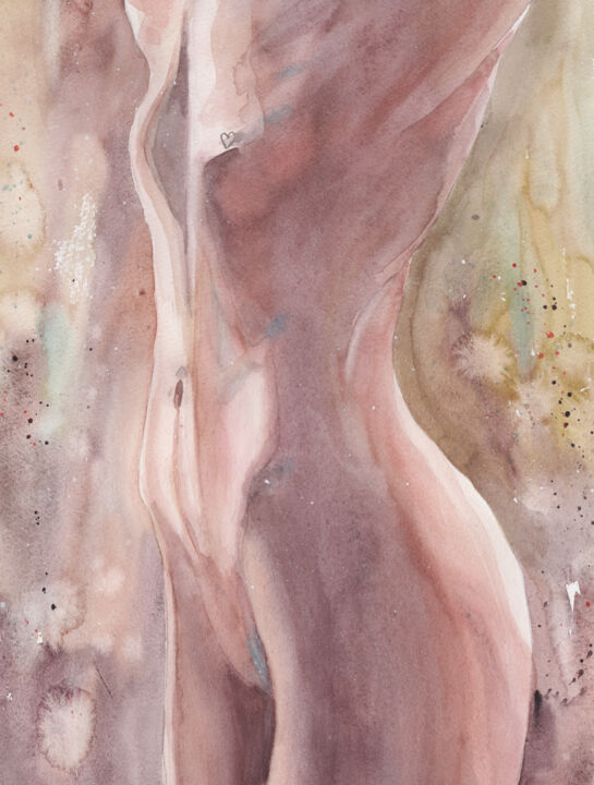 Peinture intitulée "Female nude art" par Mariia Kiseleva, Œuvre d'art originale, Aquarelle