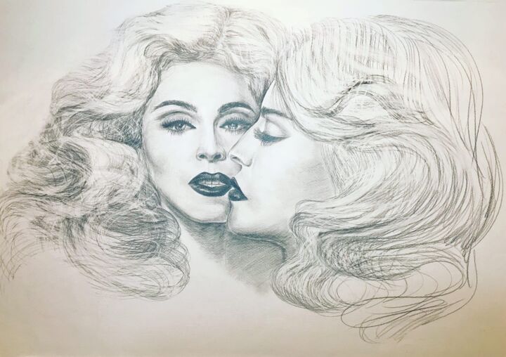 Tekening getiteld "MADONNA" door Mariia Kostyria, Origineel Kunstwerk, Potlood