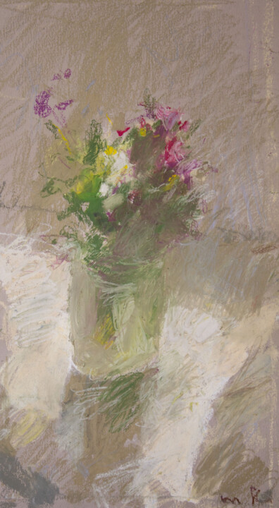 Malerei mit dem Titel "Flowers and light" von Mariia Kurbatova, Original-Kunstwerk, Pastell
