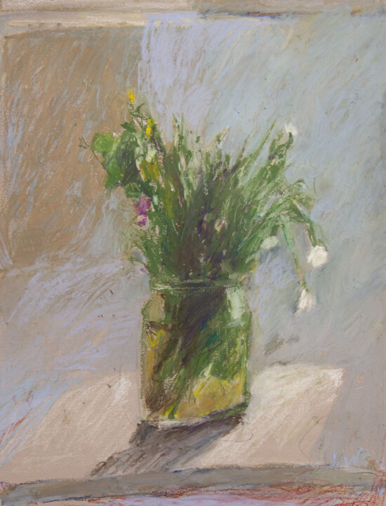 Malerei mit dem Titel "Flowers in the jar" von Mariia Kurbatova, Original-Kunstwerk, Pastell