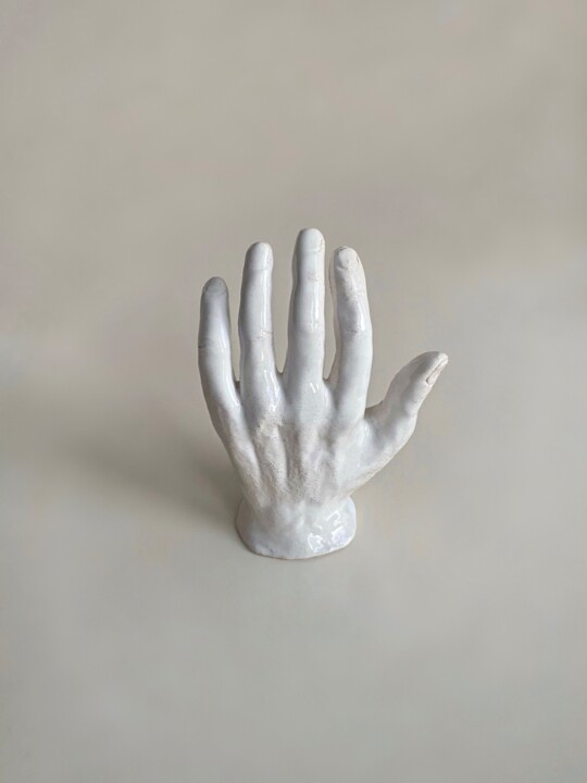 Sculpture titled "Ceramic hand sculpt…" by Mariia Riznyk, Original Artwork, Ceramics