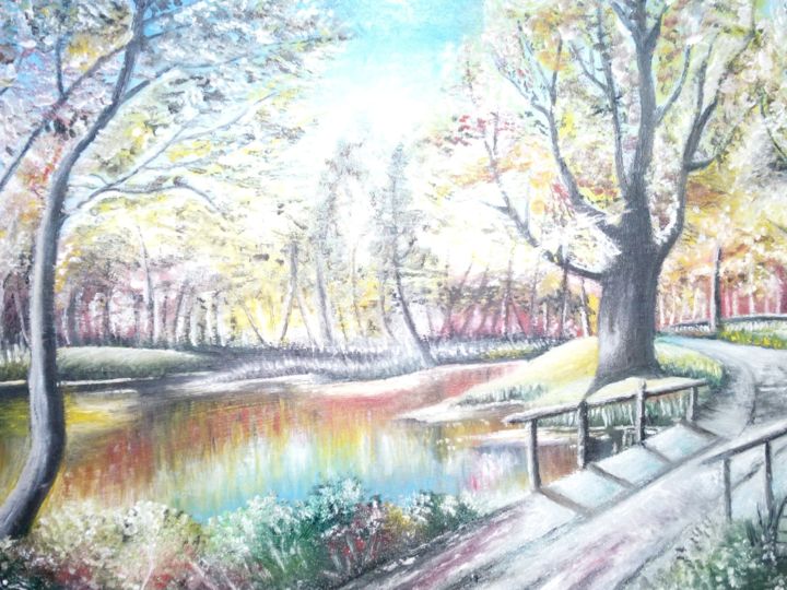 Painting titled "Landscaped" by Marija Mitrovic, Original Art, Oil