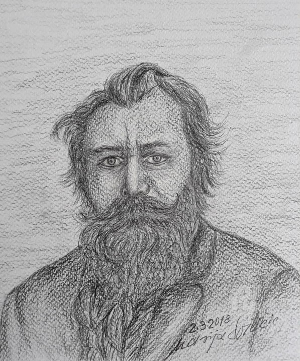 Drawing titled "portret-johannes-br…" by Marija Sviličić, Original Artwork, Pencil