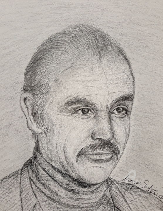 Drawing titled "Drawing portrait Si…" by Marija Sviličić, Original Artwork, Pencil