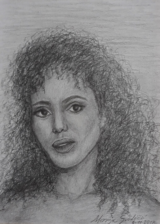 Drawing titled "Drawing portrait Ke…" by Marija Sviličić, Original Artwork, Pencil