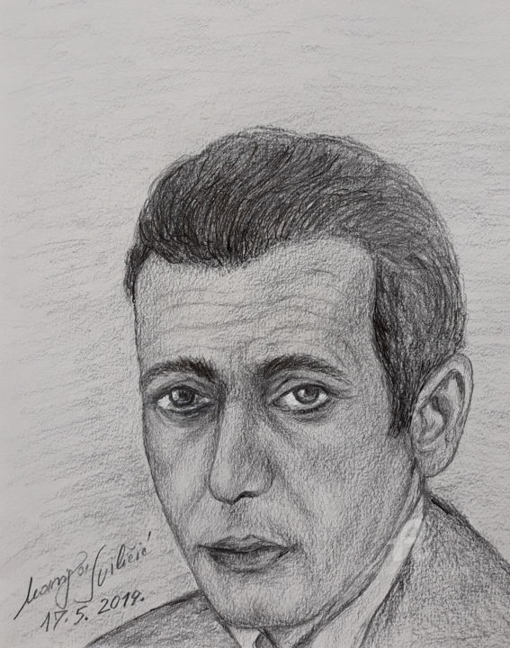 Drawing titled "Drawing portrait Hu…" by Marija Sviličić, Original Artwork, Pencil