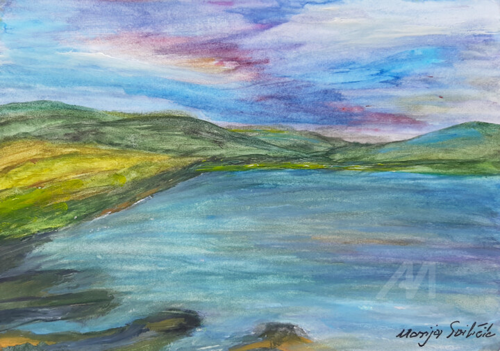 Painting titled "Nature marine motiv…" by Marija Sviličić, Original Artwork, Watercolor