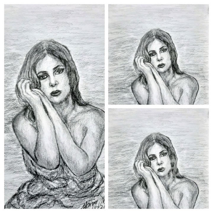 Dessin intitulée "Collage - Portrait…" par Marija Sviličić, Œuvre d'art originale, Crayon