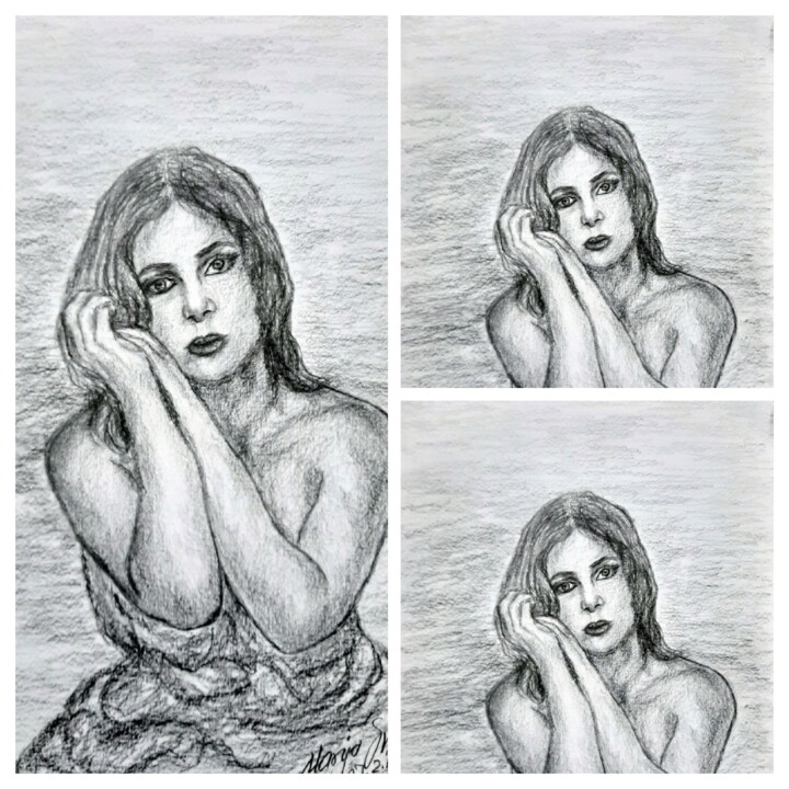Drawing titled "Collage - Portrait…" by Marija Sviličić, Original Art, Pencil