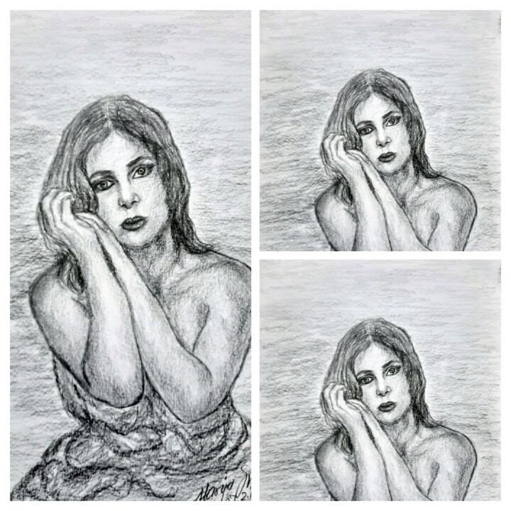 Drawing titled "Collage - Portrait…" by Marija Sviličić, Original Artwork, Pencil