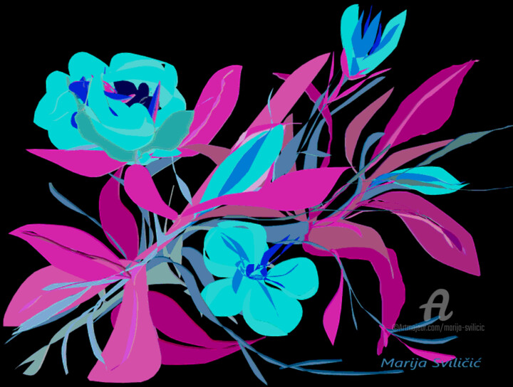 Digital Arts titled "Floral motif, digit…" by Marija Sviličić, Original Artwork, 3D Modeling