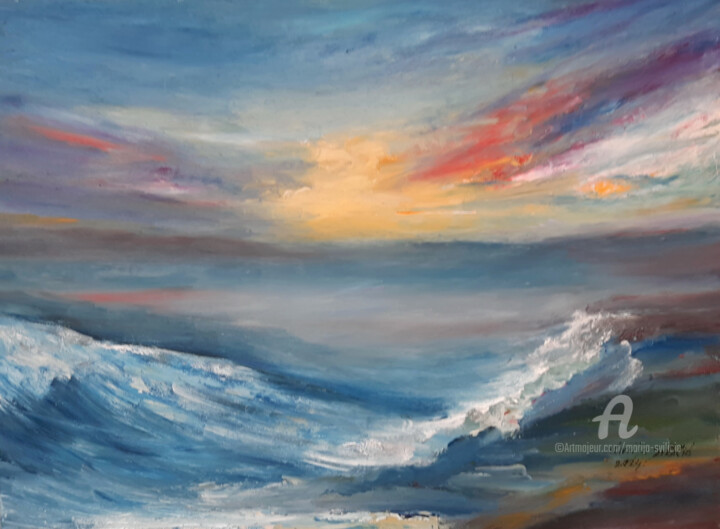 Painting titled "Sea motif, inspirat…" by Marija Sviličić, Original Artwork, Oil