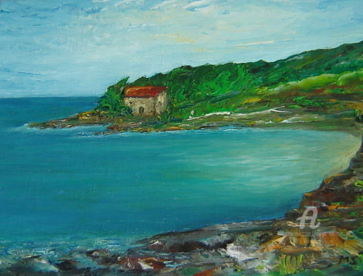 Painting titled "Sea motives - Uvala…" by Marija Sviličić, Original Artwork, Oil