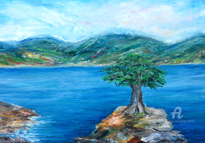Painting titled "Sea motives. Drvo ž…" by Marija Sviličić, Original Artwork, Oil