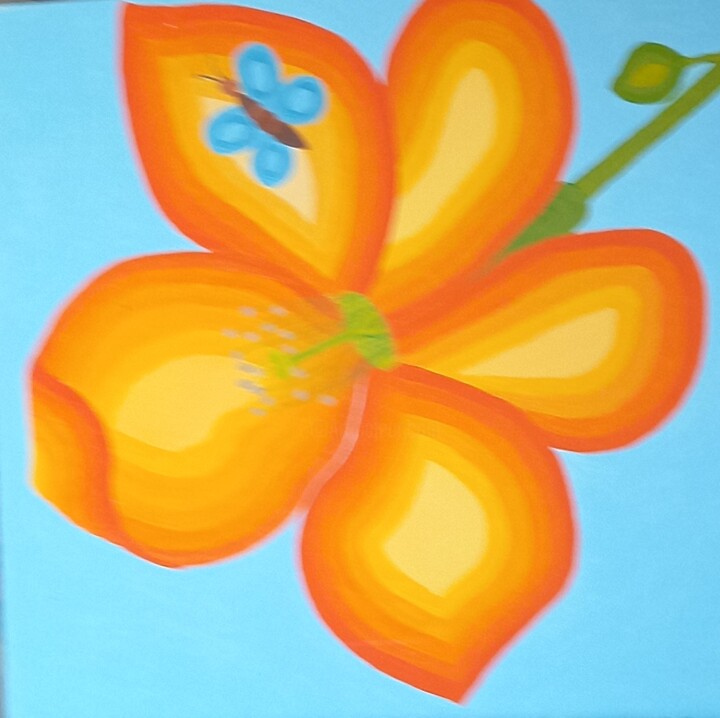 Картина под названием "Blume mit Schmetter…" - Marija Weiß, Подлинное произведение искусства, Акрил