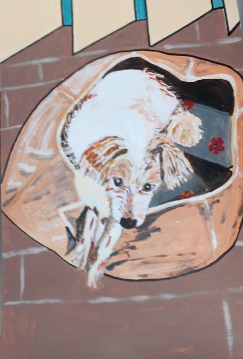 Painting titled "Hund" by Marija Weiß, Original Artwork, Acrylic