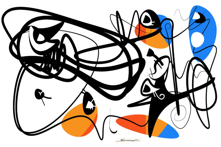 Digital Arts titled "Orchestra of silence" by Bondo, Original Artwork, Graphite