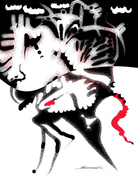 Arte digitale intitolato "The old rooster" da Bondo, Opera d'arte originale, Acrilico