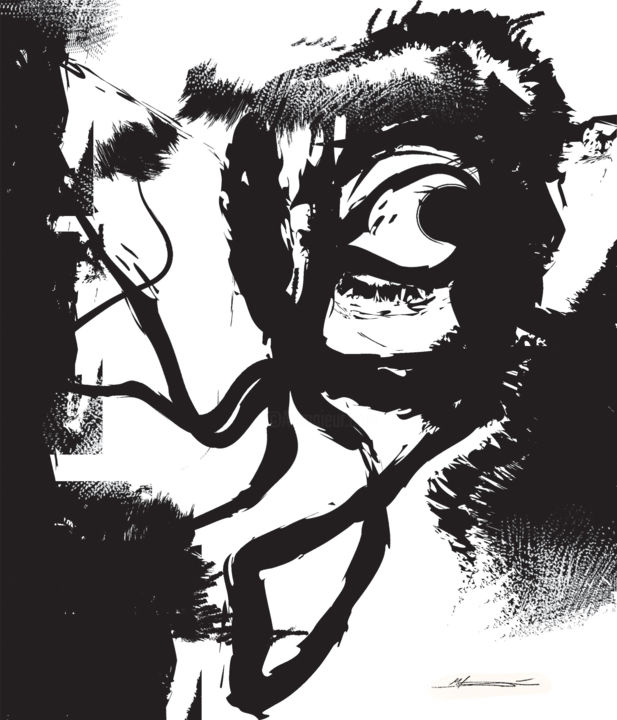 Digital Arts titled "The night monster" by Bondo, Original Artwork, Acrylic