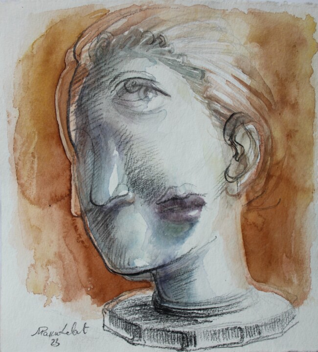 Dessin intitulée "Selfportrait" par Marijana Rakićević, Œuvre d'art originale, Aquarelle