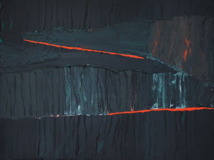 Schilderij getiteld "moss cave - Mooshöh…" door Marijo Popovic, Origineel Kunstwerk, Acryl