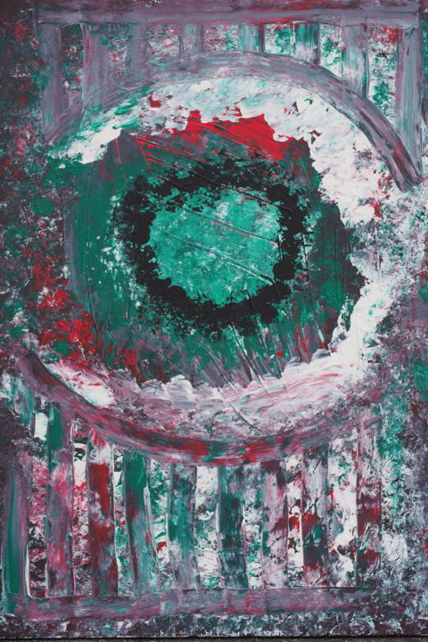 Painting titled "Grünes Auge / Green…" by Marijo Popovic, Original Art, Acrylic