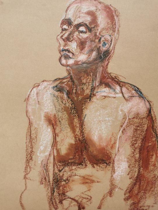 Drawing titled "L'homme posé - Pose…" by Marijo Ponce Fest, Original Artwork, Pastel