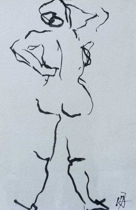 Drawing titled "Silhouette" by Marijo Ponce Fest, Original Artwork, Ink