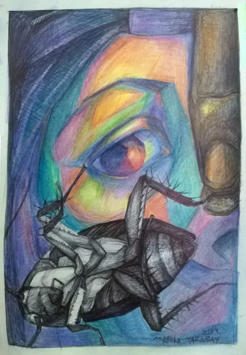 Dessin intitulée "Autorretrato" par Marila Tarabay, Œuvre d'art originale, Crayon