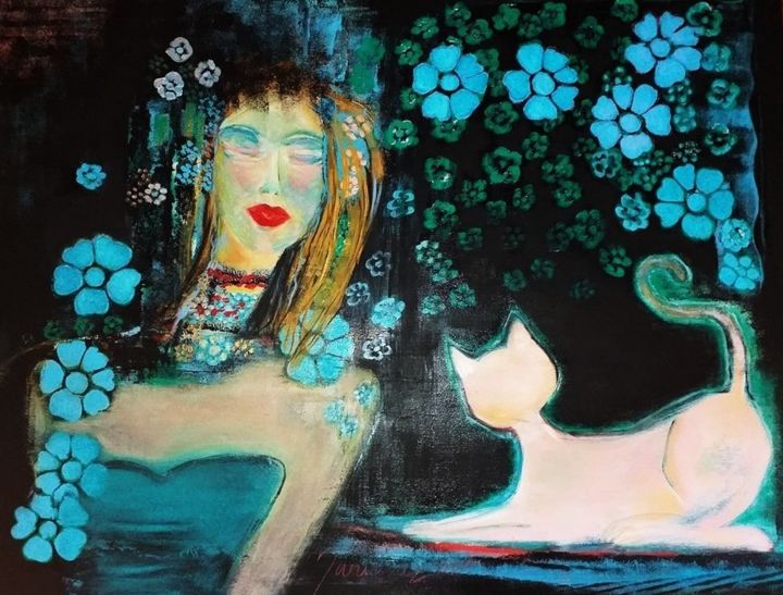 Malerei mit dem Titel "dama-da-noite.jpg" von Marilene Laubenstein, Original-Kunstwerk, Acryl