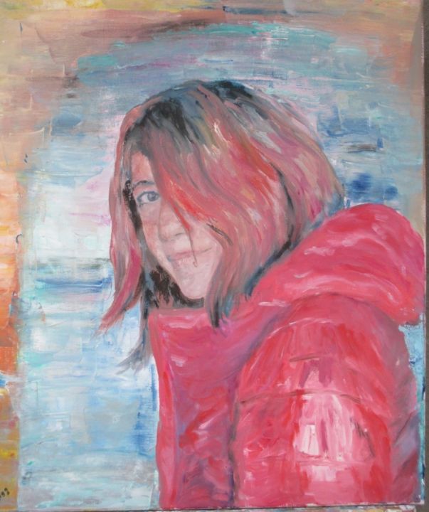 Pintura titulada "fille à l'anorak" por Marie-Laure Aymoz, Obra de arte original, Oleo