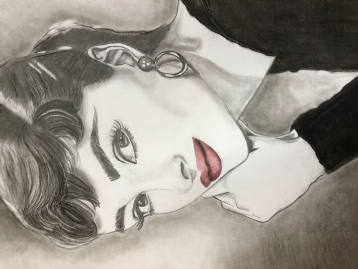 "Audrey Hepburn" başlıklı Resim Marilena Iorio tarafından, Orijinal sanat, Kalem