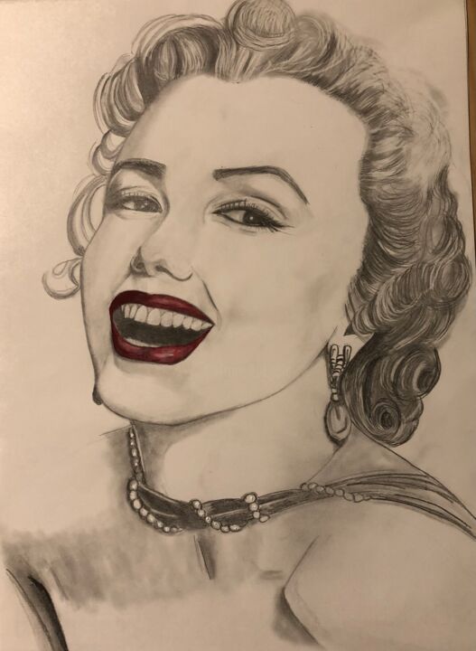 Рисунок под названием "Marilyn Monroe" - Marilena Iorio, Подлинное произведение искусства, Карандаш