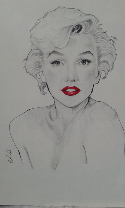 Disegno intitolato "Marilyn Monroe" da Papier Ma, Opera d'arte originale, Matita