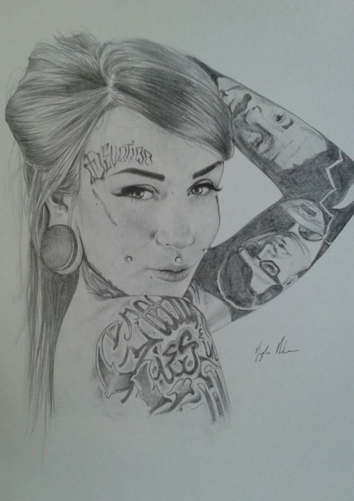 Drawing titled "Monami Frost" by Papier Ma, Original Artwork, Pencil