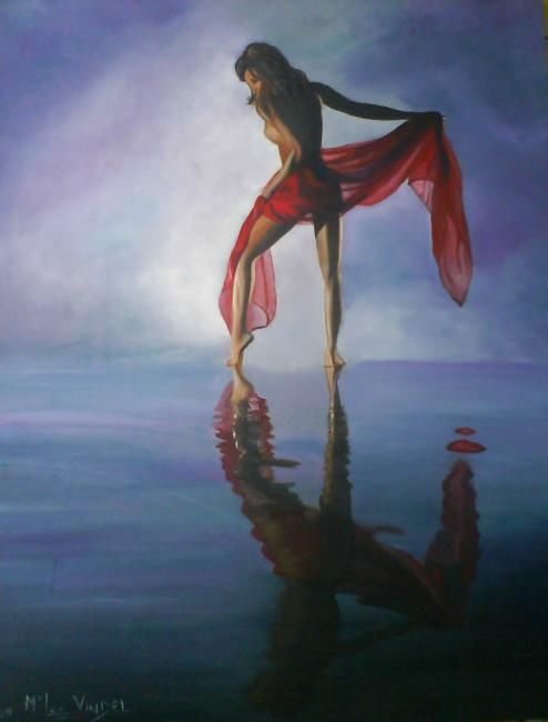 Painting titled "MUJER DE ÉBANO" by Mari Luz, Original Artwork, Oil