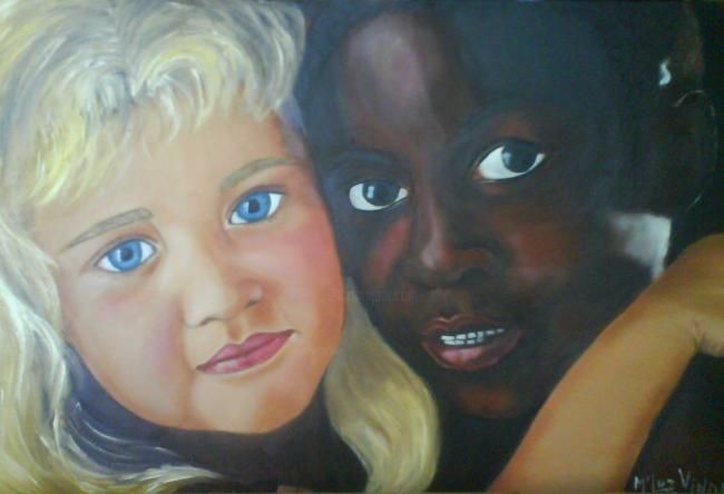 Painting titled "TODOS SOMOS IGUALES" by Mari Luz, Original Artwork, Oil