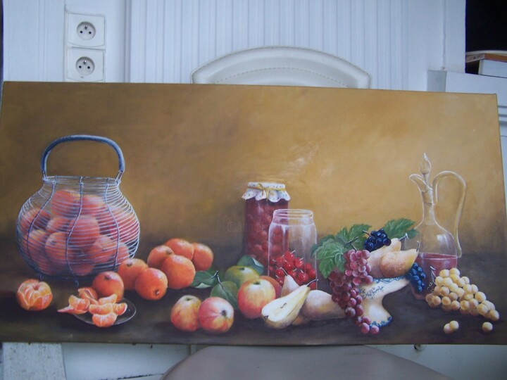 Schilderij getiteld "Fruits" door Marilyn Bourgois, Origineel Kunstwerk, Olie