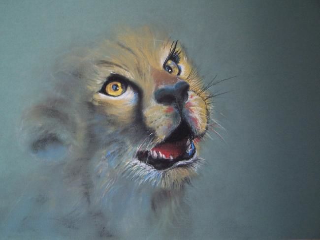 Painting titled "guepard" by Marilyn Bourgois, Original Artwork