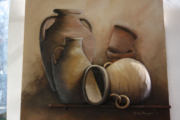 Painting titled "poterie" by Marilyn Bourgois, Original Artwork